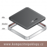 kompozitn poklop tvercov svtlost 760x760mm, tda zaten D400 vodotsn, pachotsn nabz firma KRAFT Servis s.r.o., www.kompozitnipoklopy.cz