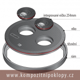 kompozitn poklop kruhov svtlost 900mm s integrovanmi inspeknmi vky, tda zaten C250 vodotsn, pachotsn nabz firma KRAFT Servis s.r.o., www.kompozitnipoklopy.cz