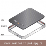 kompozitn poklop obdlnkov svtlost 1400x700mm, tda zaten E600 vodotsn, pachotsn nabz firma KRAFT Servis s.r.o., www.kompozitnipoklopy.cz